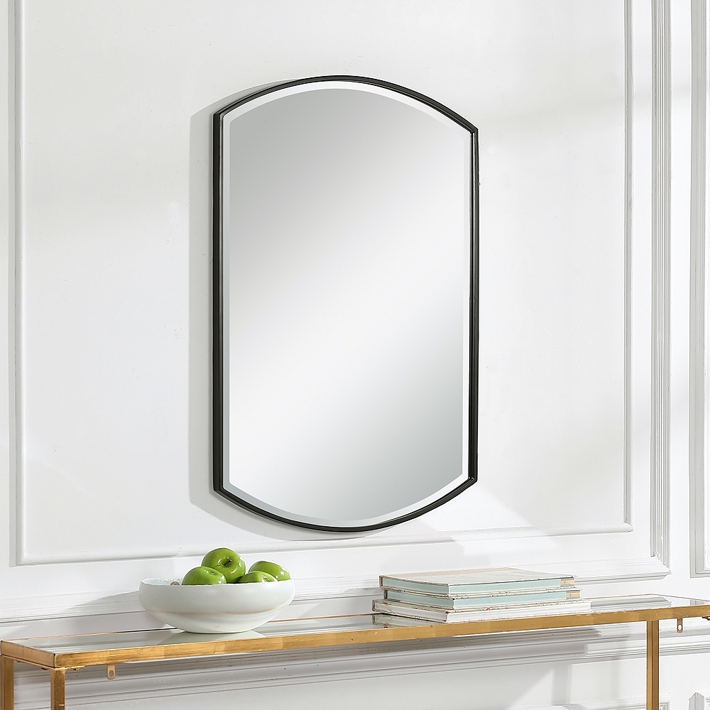 Uttermost Shield Satin Black 24" x 38" Wall Mirror - Style # 94K18 - Image 0