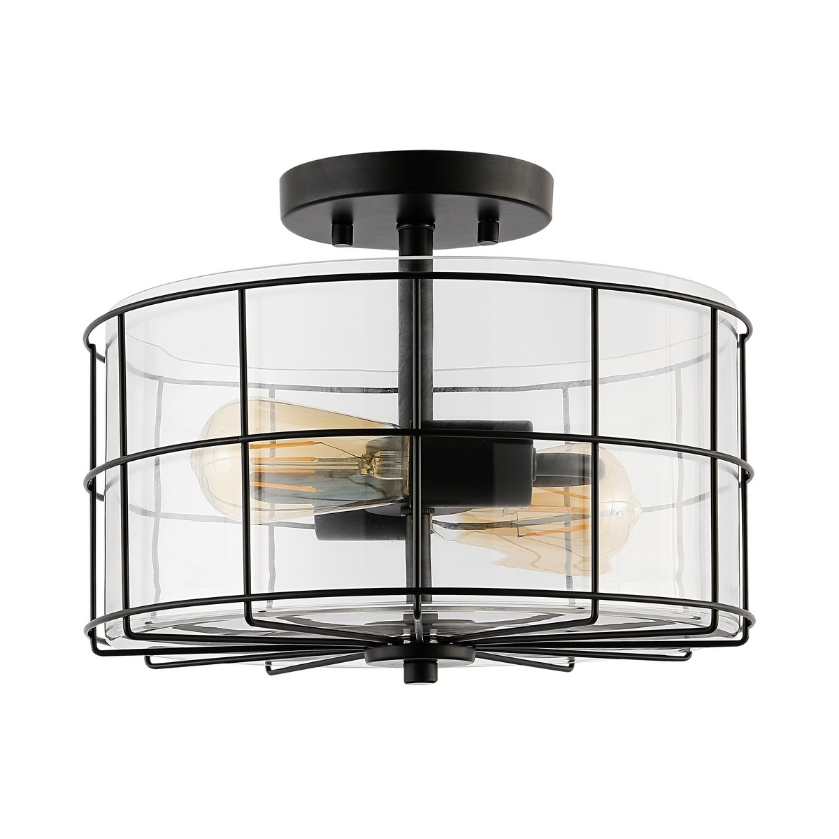 Hannes 2Lt 12.5" Flush Mount - Matte Black - Safavieh - Image 0