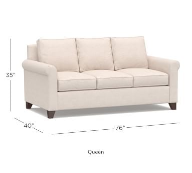 Cameron Roll Arm Upholstered Deluxe Full Sleeper Sofa, Polyester Wrapped Cushions, Park Weave Ivory - Image 5