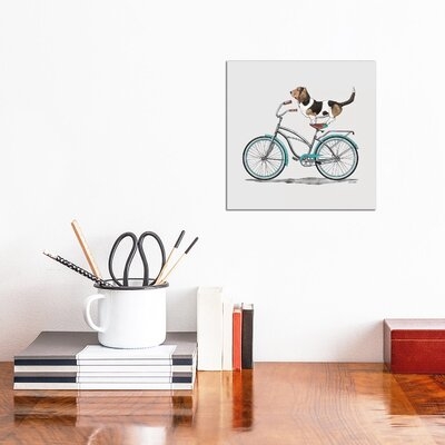 Basset Hound on Bicycle by Carolynn Elshof - Wrapped Canvas Graphic Art Print - Image 0