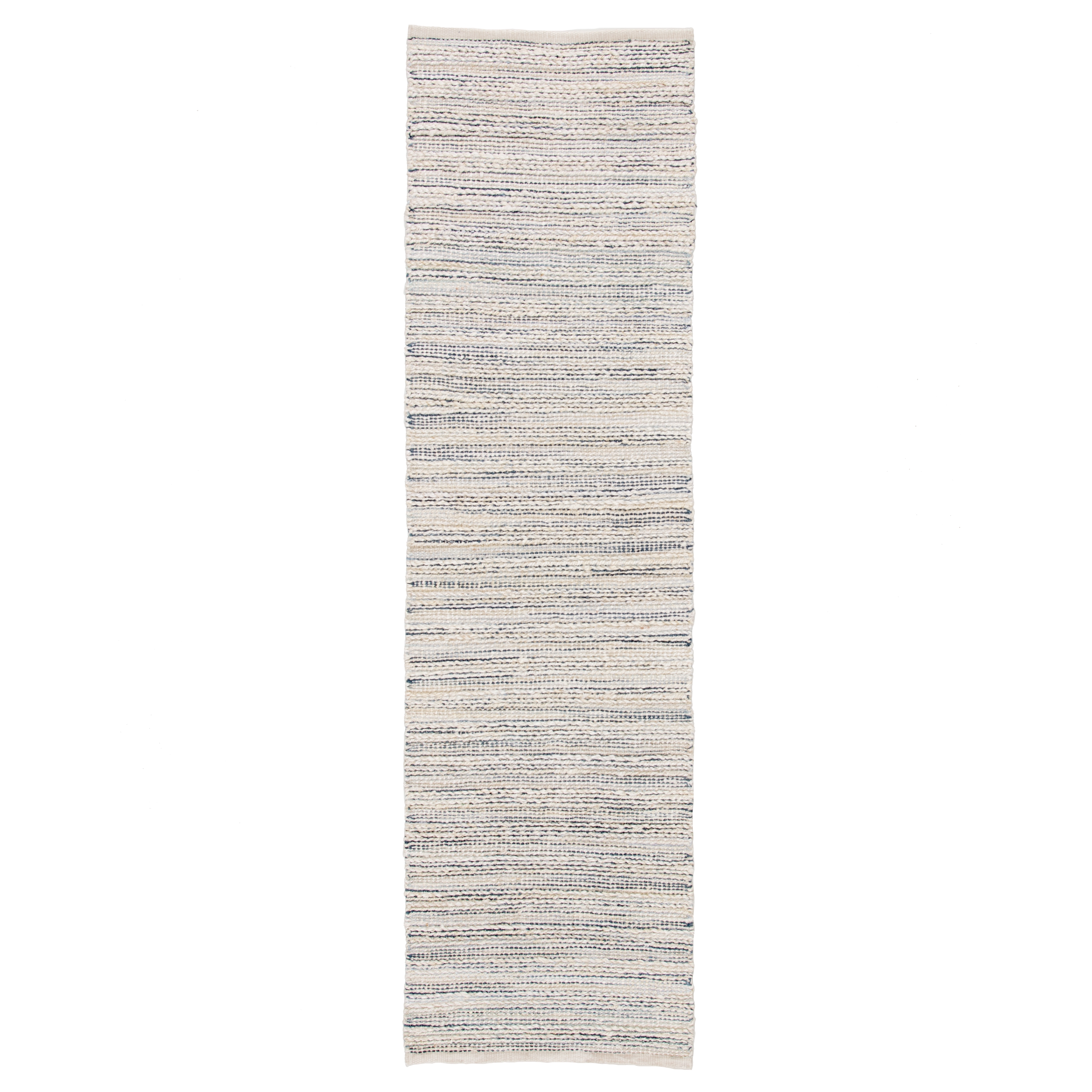Canterbury Natural Stripe White/ Blue Runner Rug (2'6"X9') - Image 0