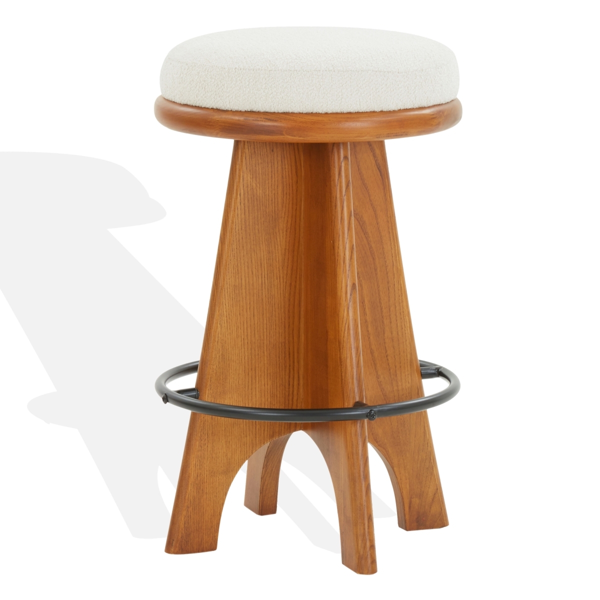 Bellarita Swivel Counter Stool - Ivory/Walnut - Image 3