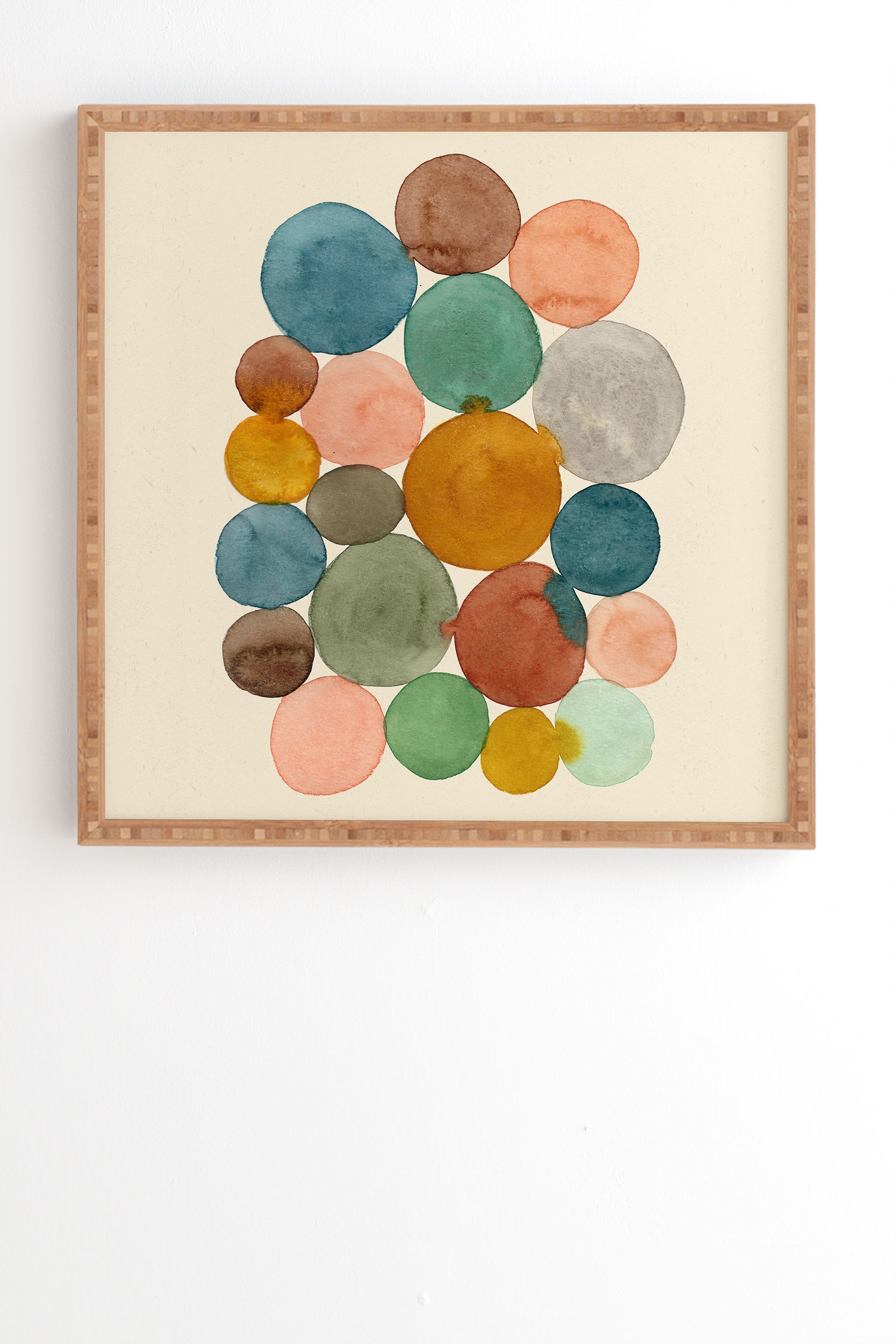 Connected Dots by Pauline Stanley - Framed Wall Art Bamboo 12" x 12" - Image 1