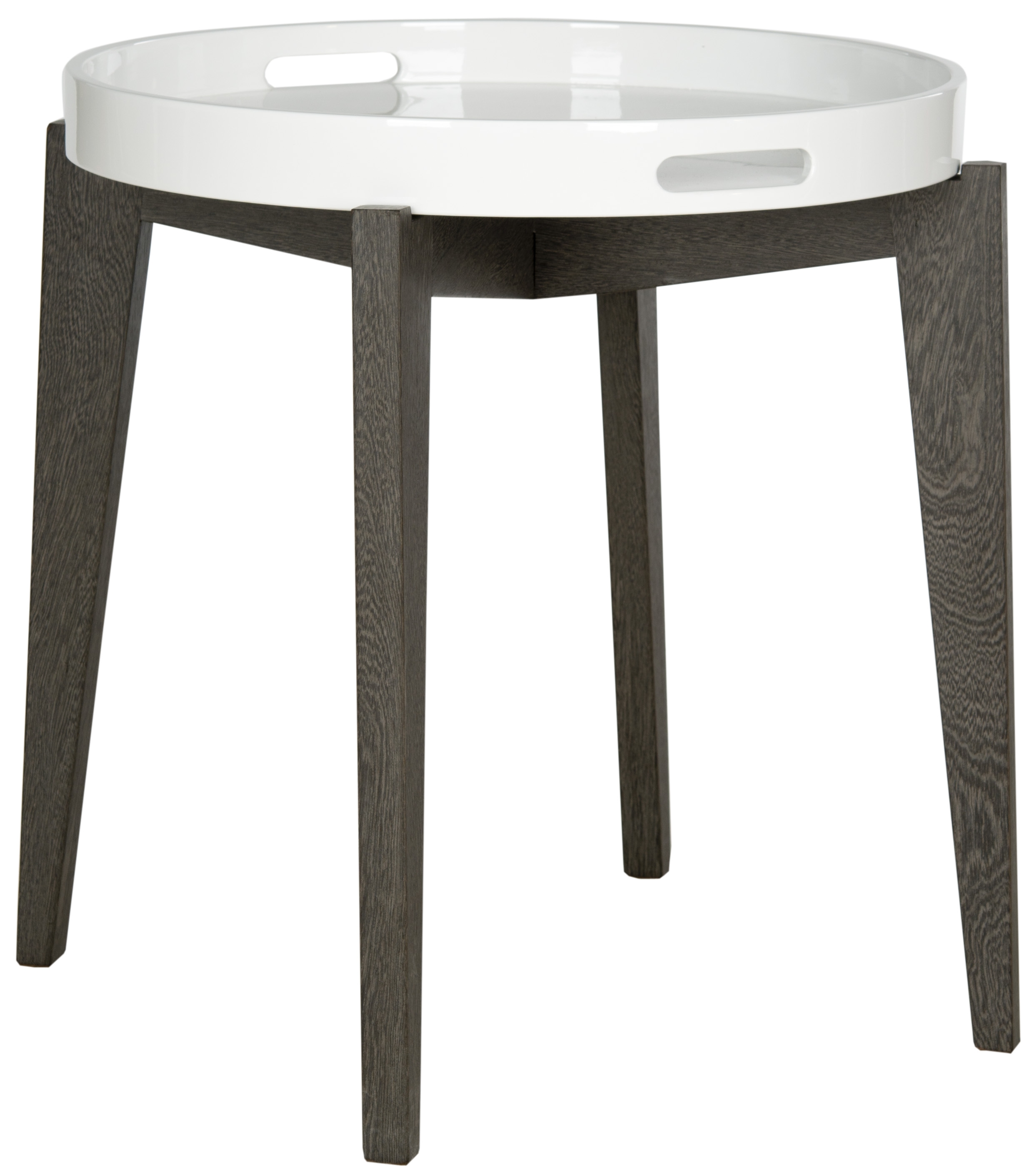 Ben Mid Century Lacquer Tray Top Side Table - White/Brown - Arlo Home - Image 1
