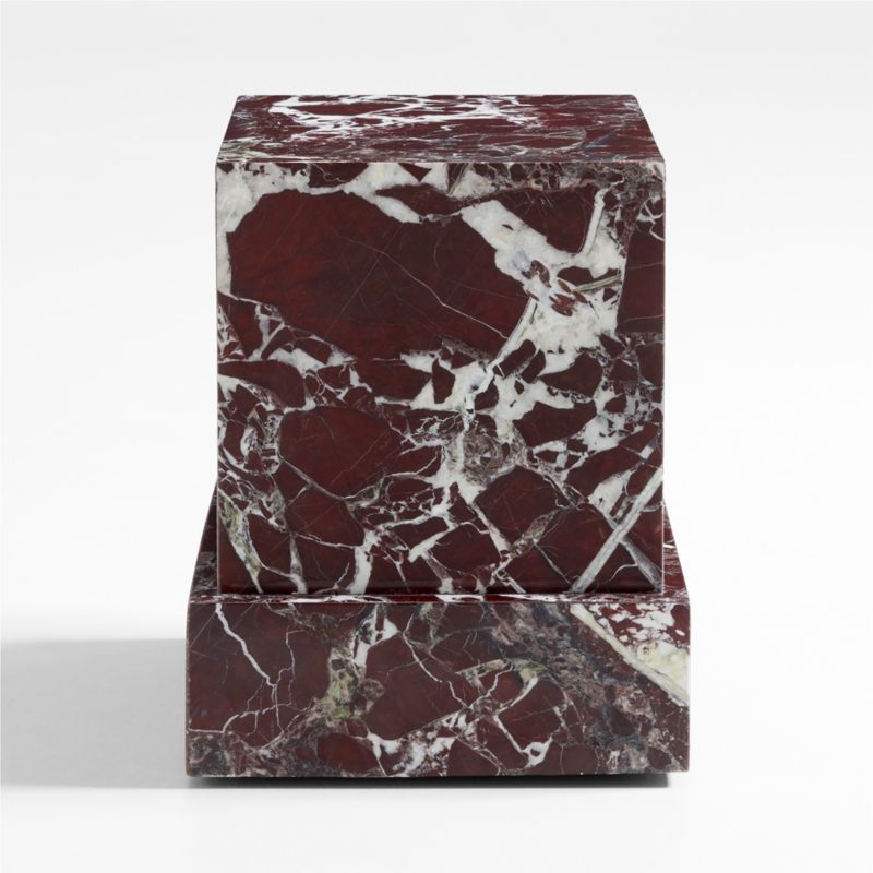 La Sienna Piccolo Dark Red Marble Plinth Side Table by Athena Calderone - Image 3