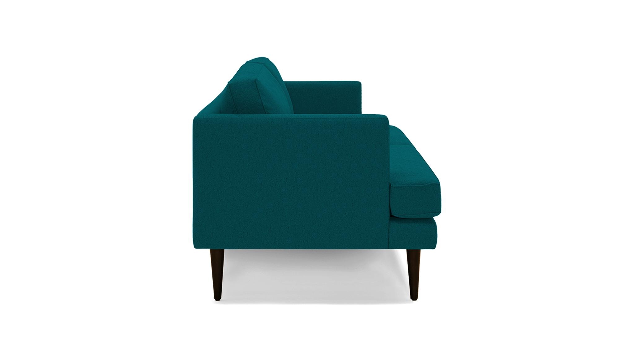 Blue Preston Mid Century Modern 86" Sofa - Lucky Turquoise - Mocha - Image 2