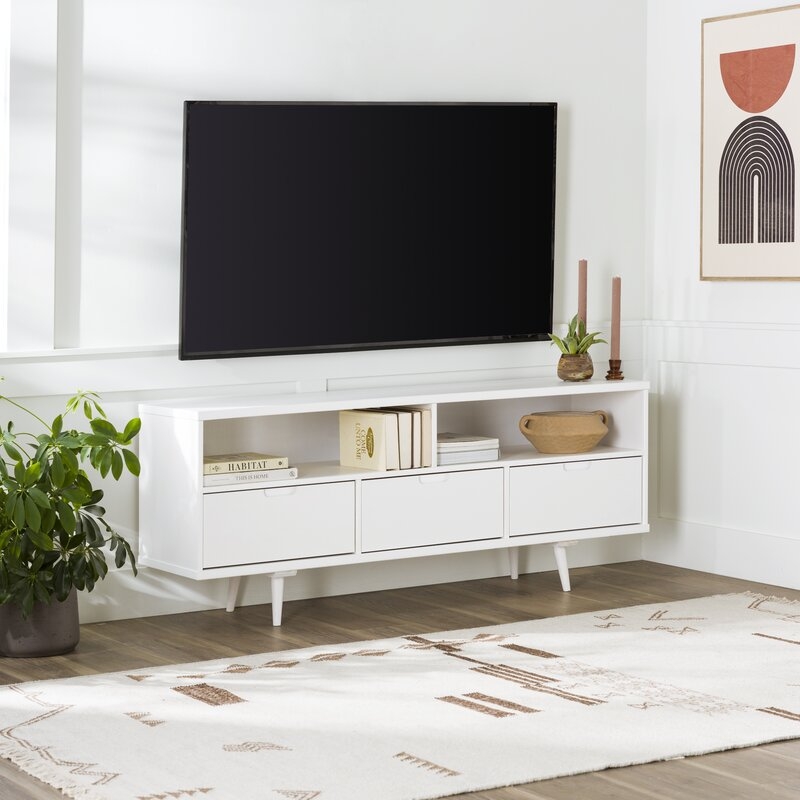 Sadie Solid Wood TV Stand for TVs up to 65", White - Image 5