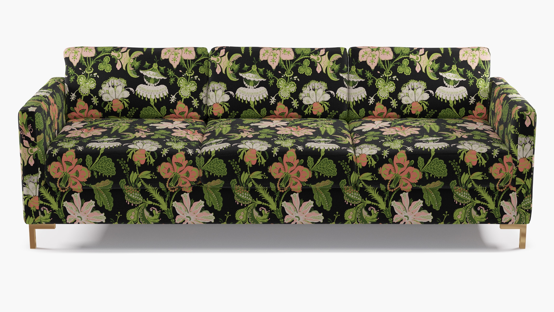 Modern Sofa, Coral Onyx Rossetta, Brass L Leg - Image 0