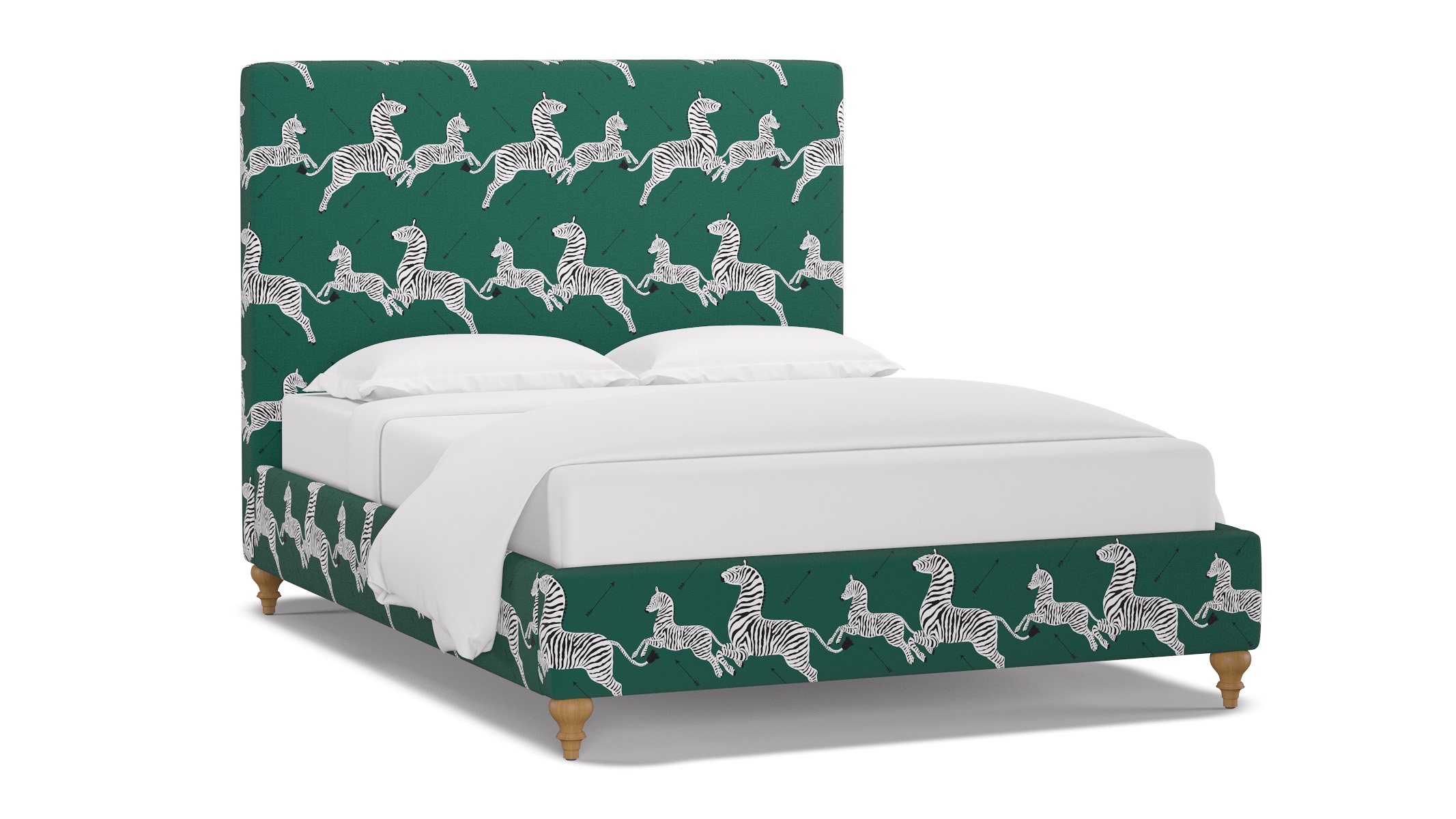 Classic Bed, Emerald Zebra, Natural Traditional Turned Leg, Twin - Image 1