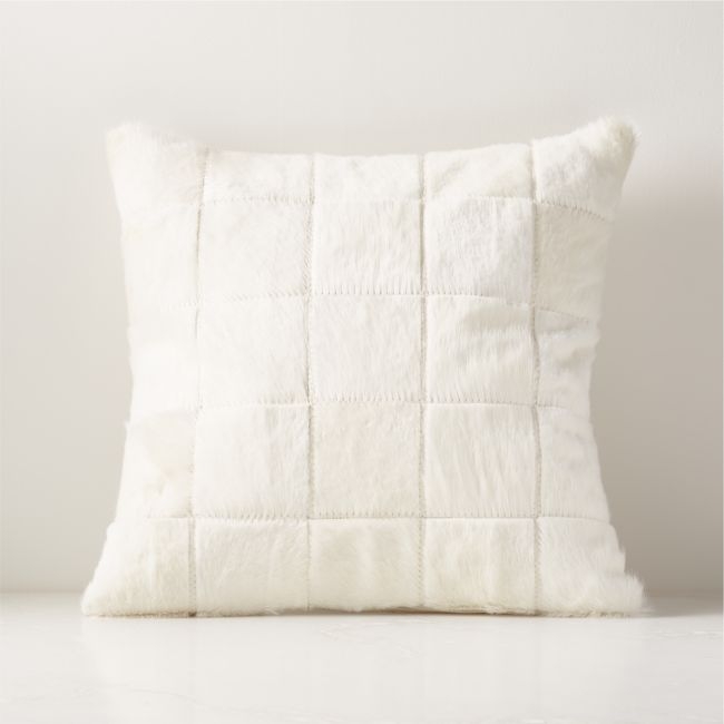 Match White Hide Throw Pillow with Down-Alternative Insert 20" - Image 0