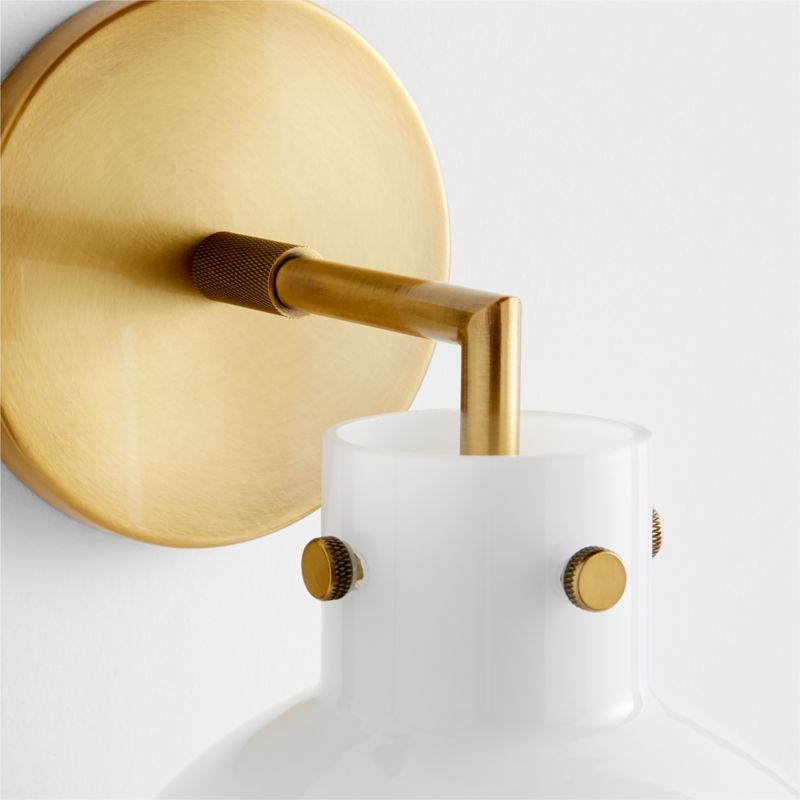 Dakota Brass Sconce Light with Small Milk Glass Globe - Image 7