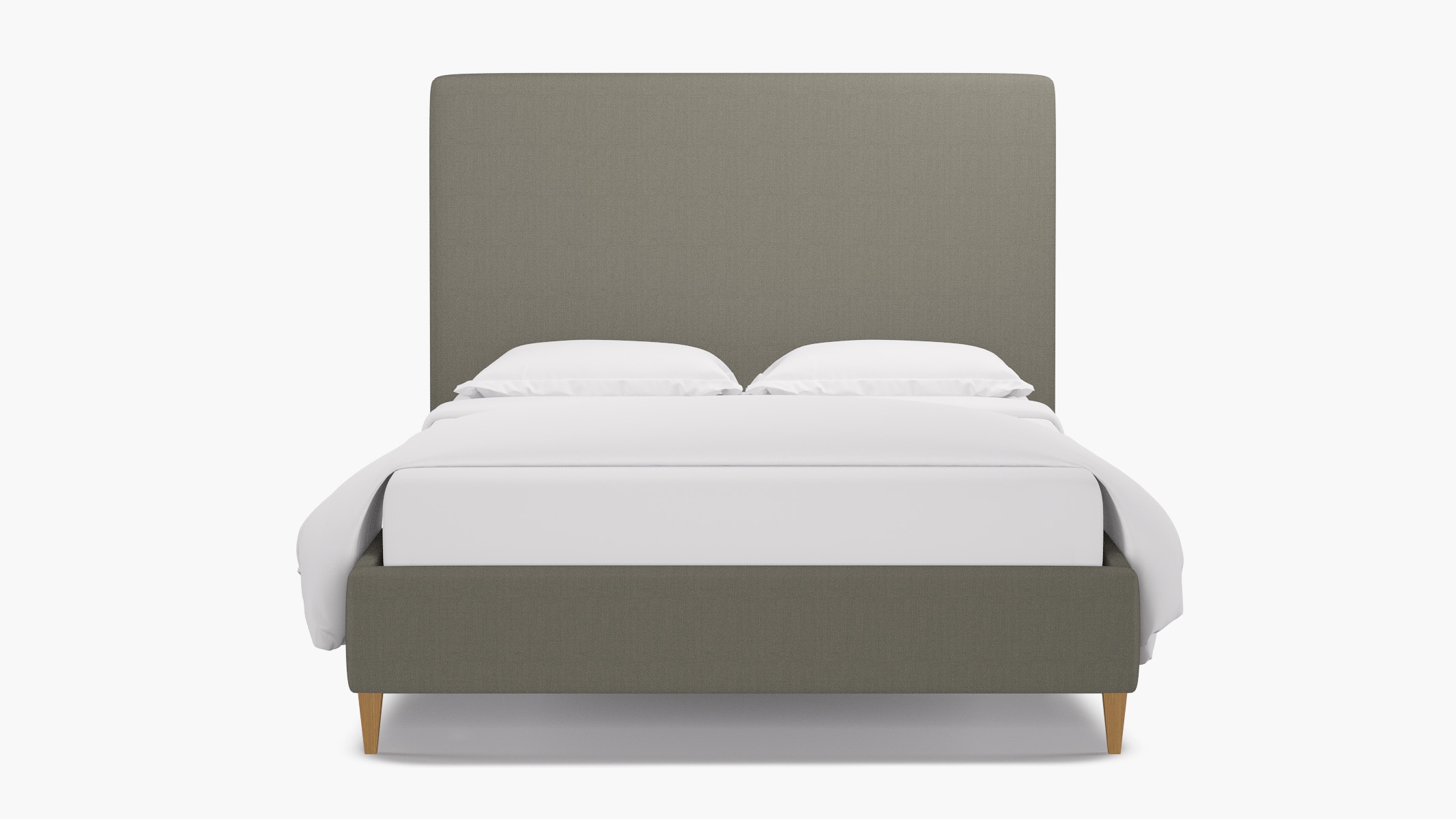 Classic Bed, Putty Everyday Linen, Natural Square Tapered Leg, Queen - Image 0