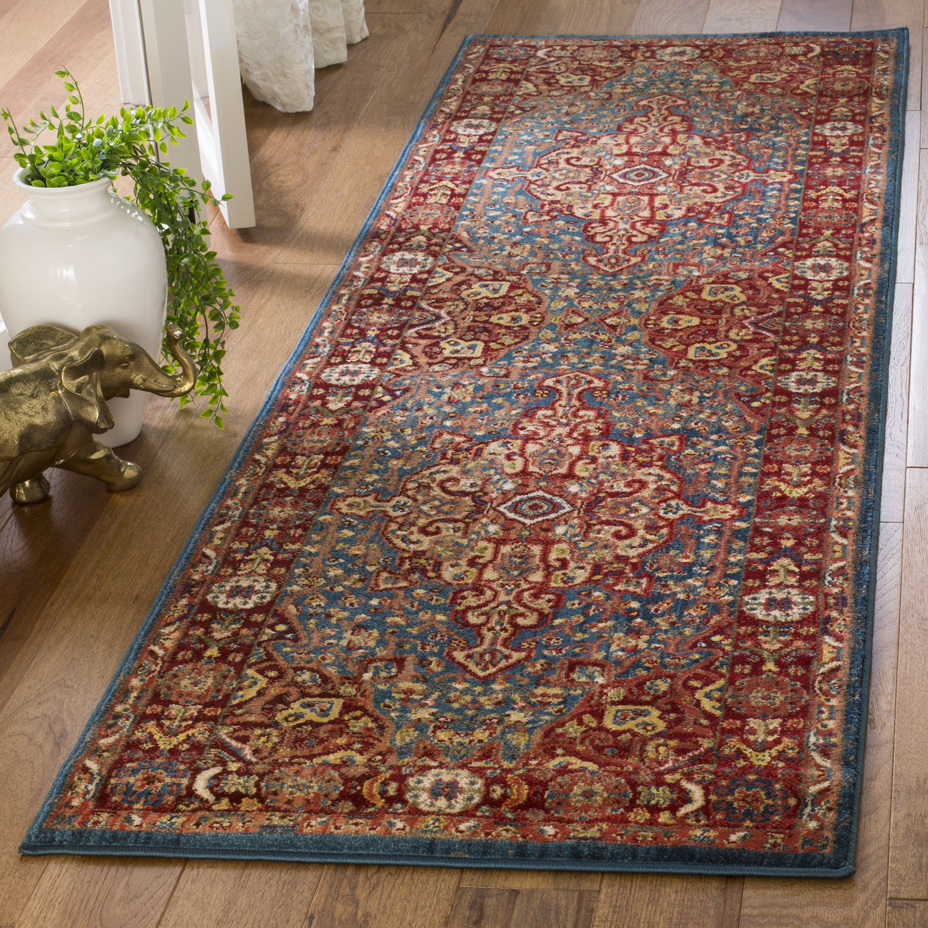 Arlo Home Woven Area Rug, KSN305A, Blue/Red,  2' 6" X 8' - Image 0