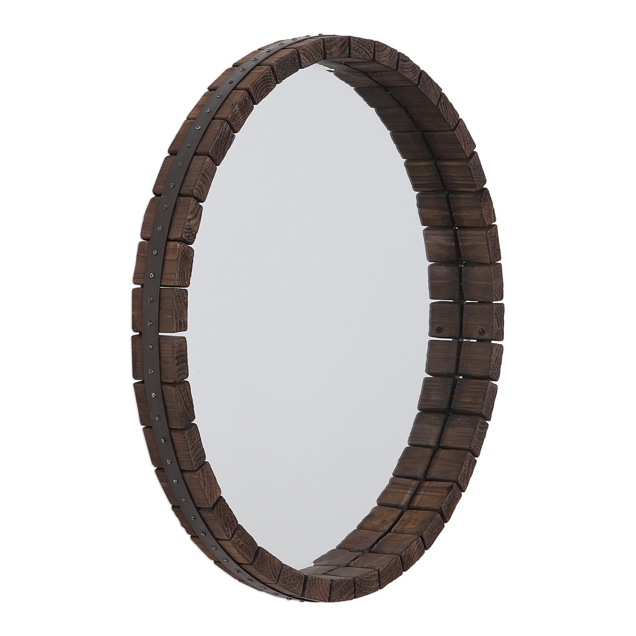 Islay Dark Oak Round Mirror - Image 3