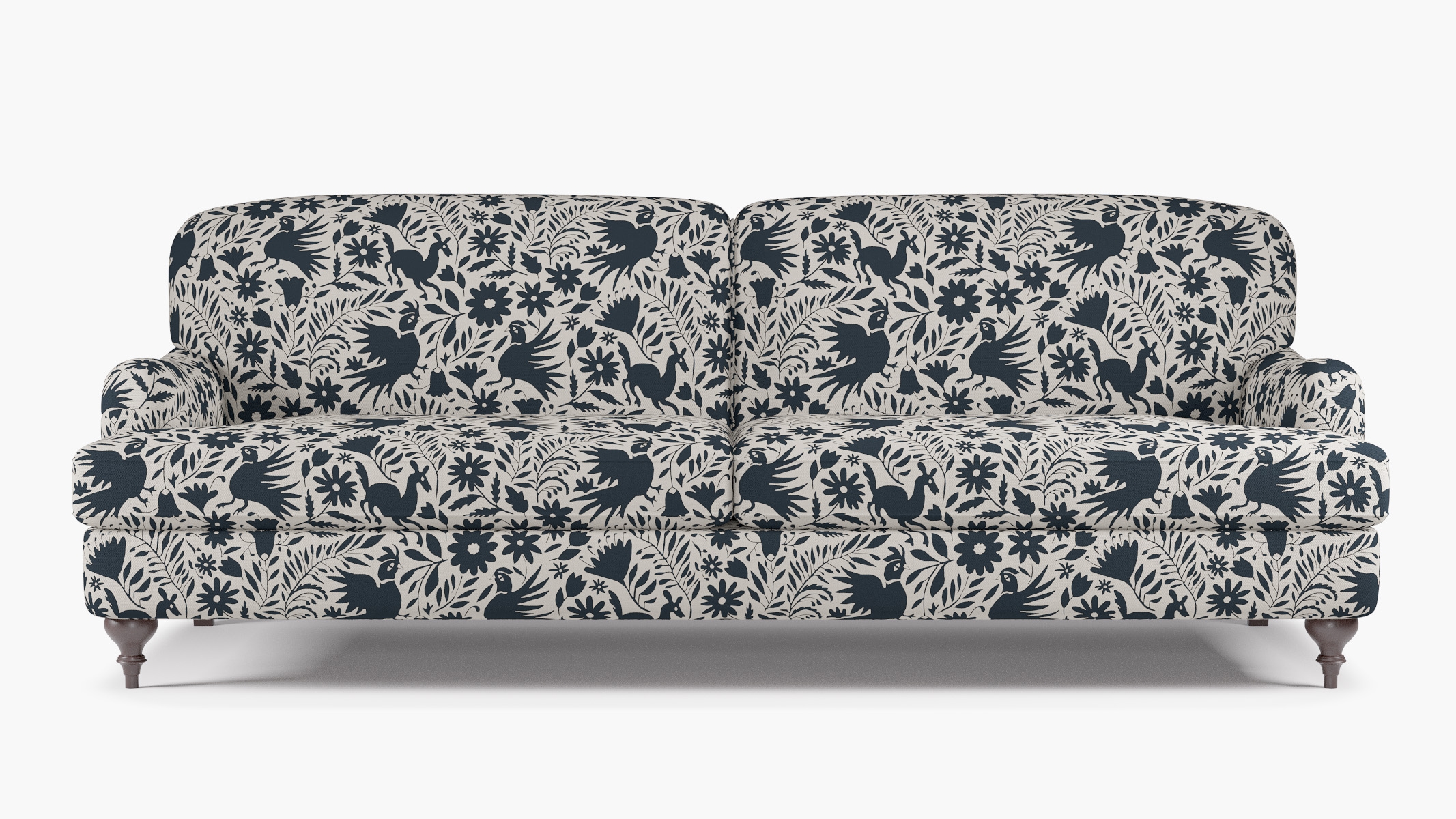 English Roll Arm Sofa, Ink Frida, Espresso Turned Wood Leg - Image 0