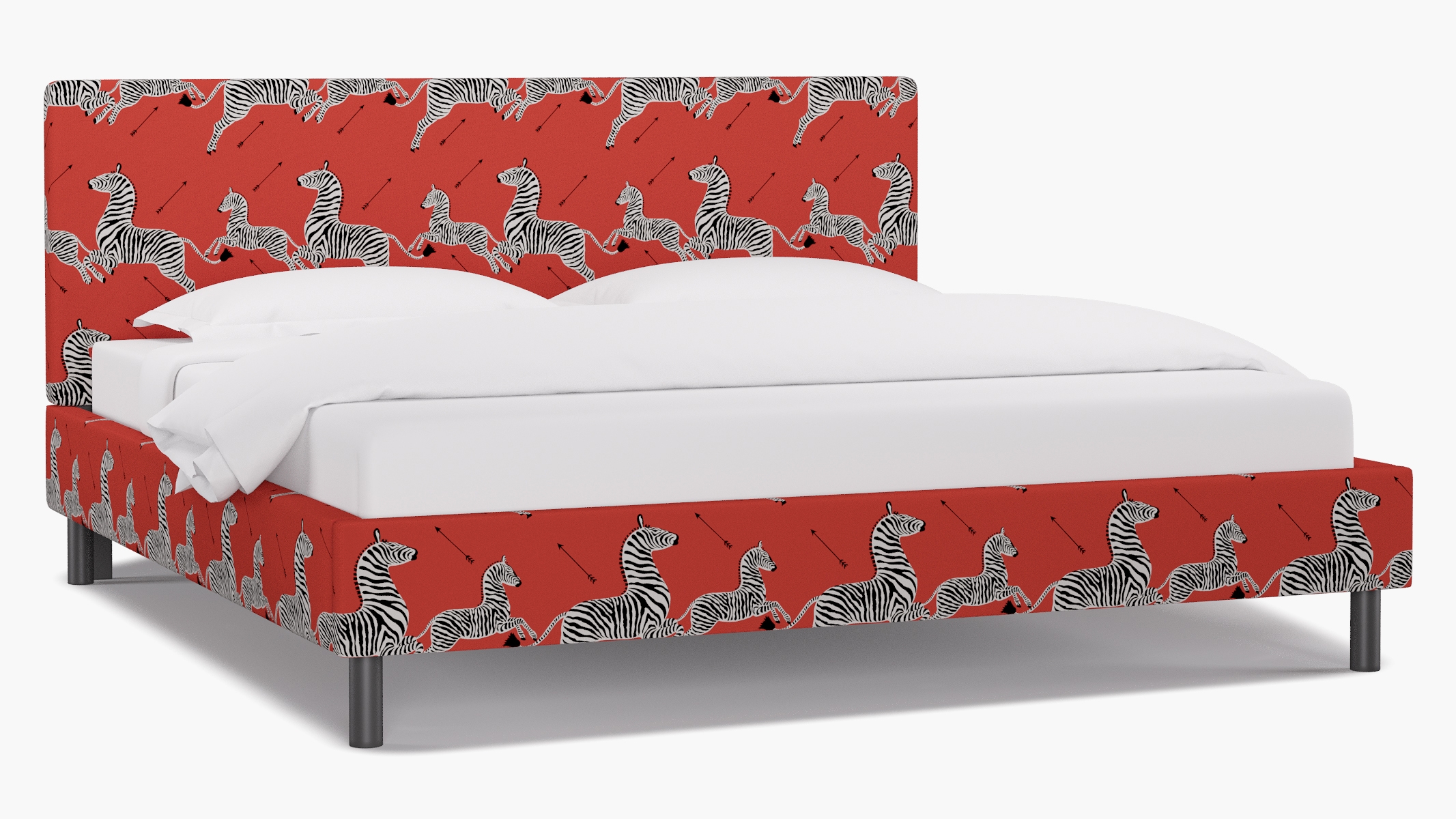 Tailored Platform Bed, Coral Zebra, King - Image 1