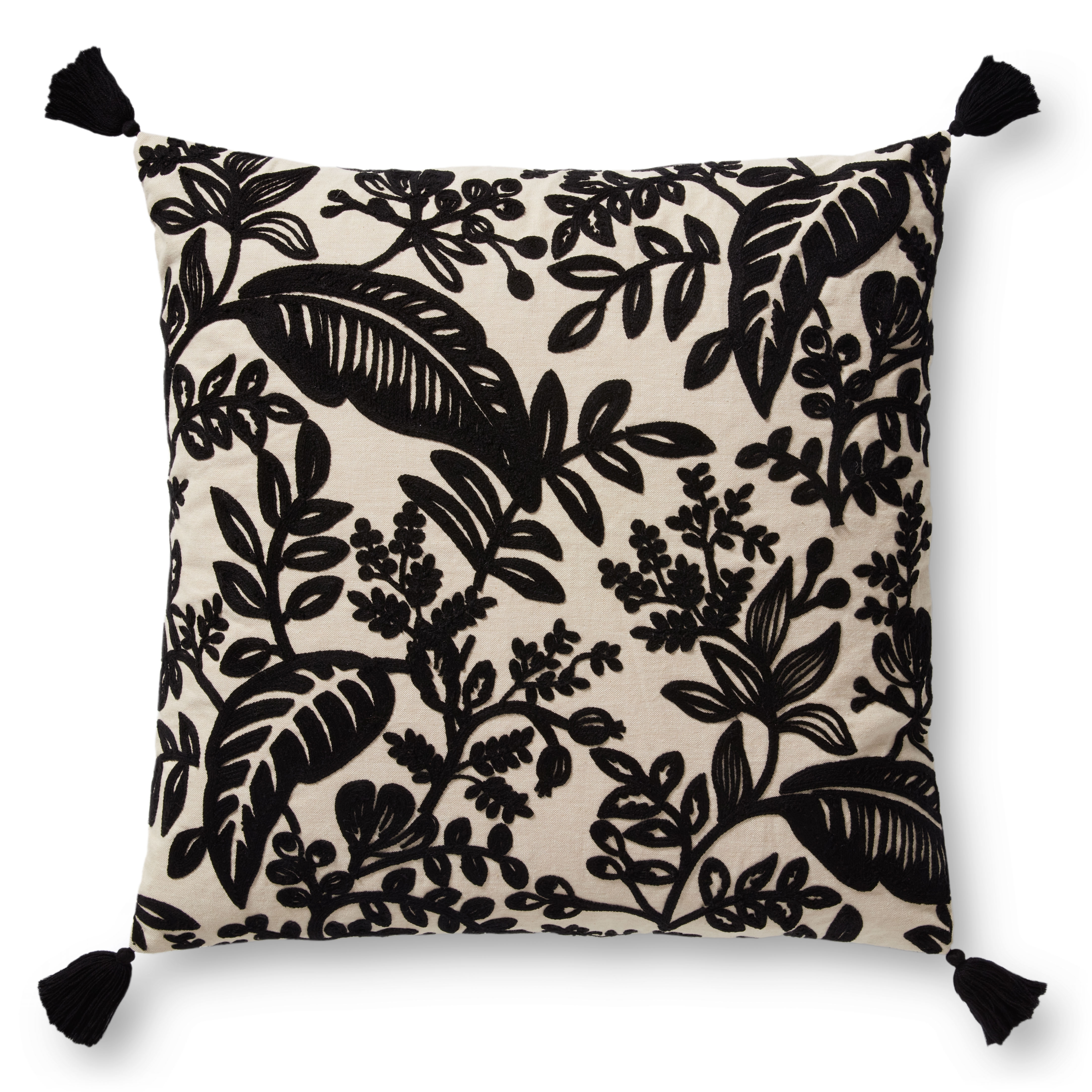 Rifle Paper Co. x Loloi Pillows Black / Ivory 22" x 22" Cover Only - Image 0