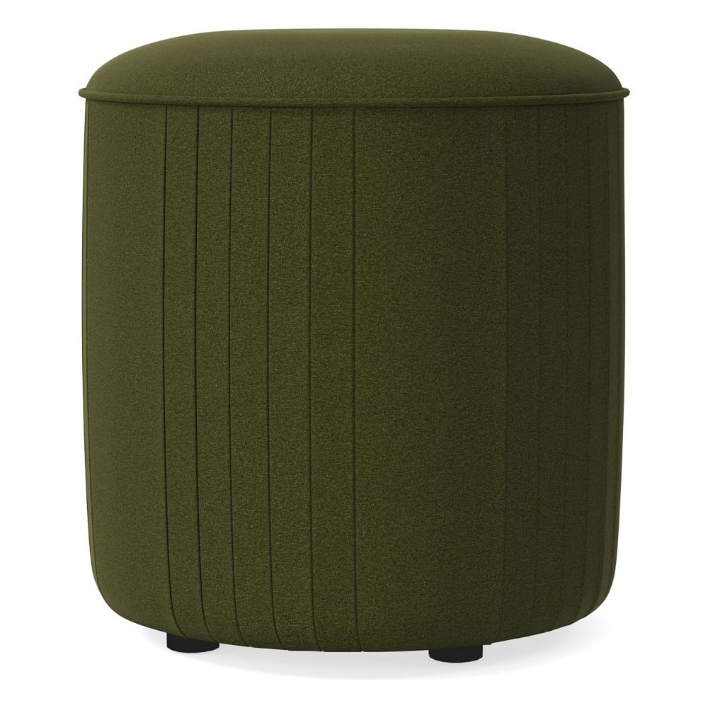 Roar & Rabbit Pleated 18" Stool, Poly, Distressed Velvet, Tarragon, Concealed Supports - Image 0