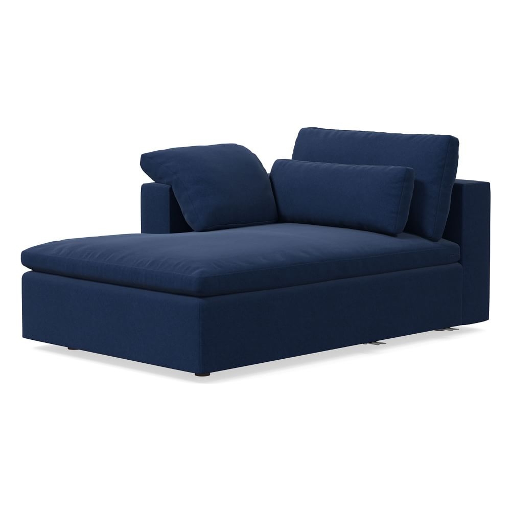 Harmony Modular Left Arm Chaise, Down, Performance Velvet, Ink Blue, Concealed Supports - Image 0