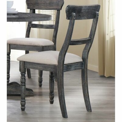 Vespi Linen Ladder Back Side Chair in Gray - Image 0