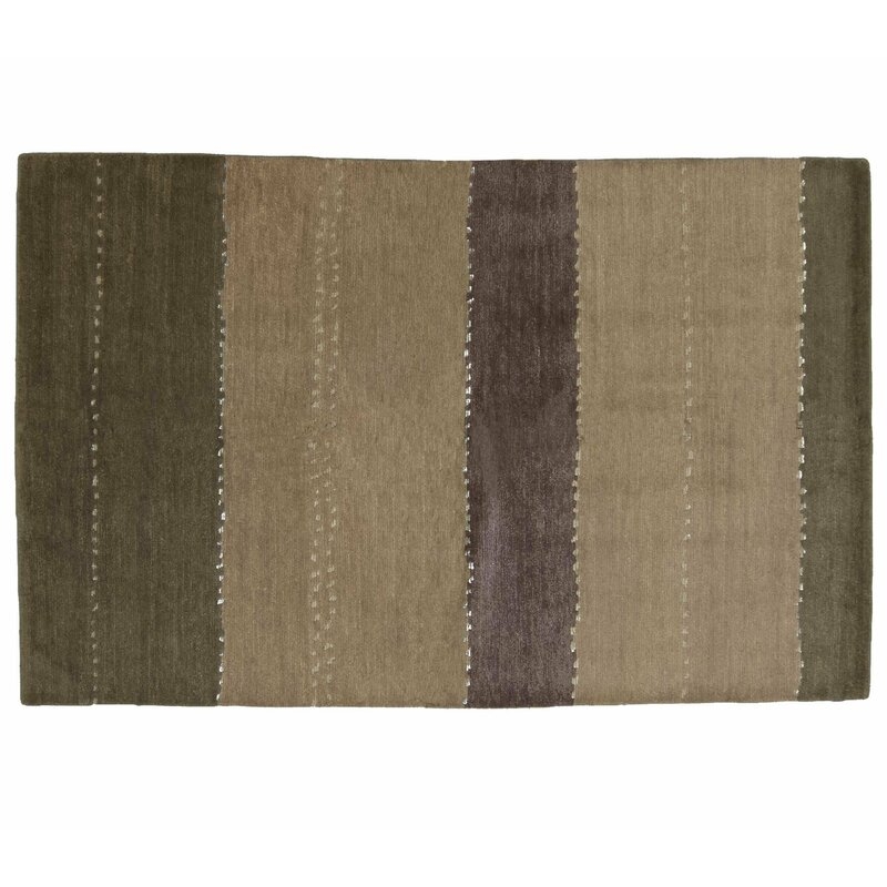 Tufenkian Striped Hand-Knotted Wool Green Area Rug Rug Size: Rectangle 3' x 5' - Image 0