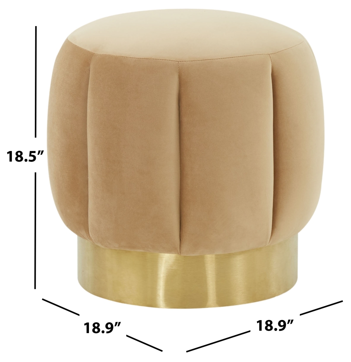 Maxine Channel Tufted Otttoman - Light Brown/Gold - Image 4