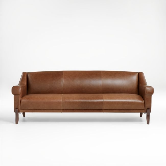 Jesper 84" Mid-Century Leather Sofa - Image 0