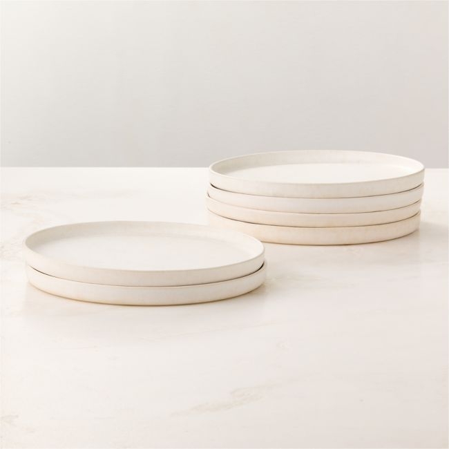 Drift White Salad Plates with Reactive Glaze Set of 6 - Image 0
