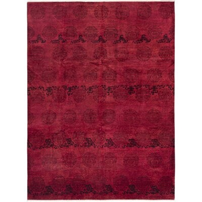 One-of-a-Kind Rasmus Hand-Knotted 2010s Burgundy 9'9" x 13'2" Wool Area Rug - Image 0