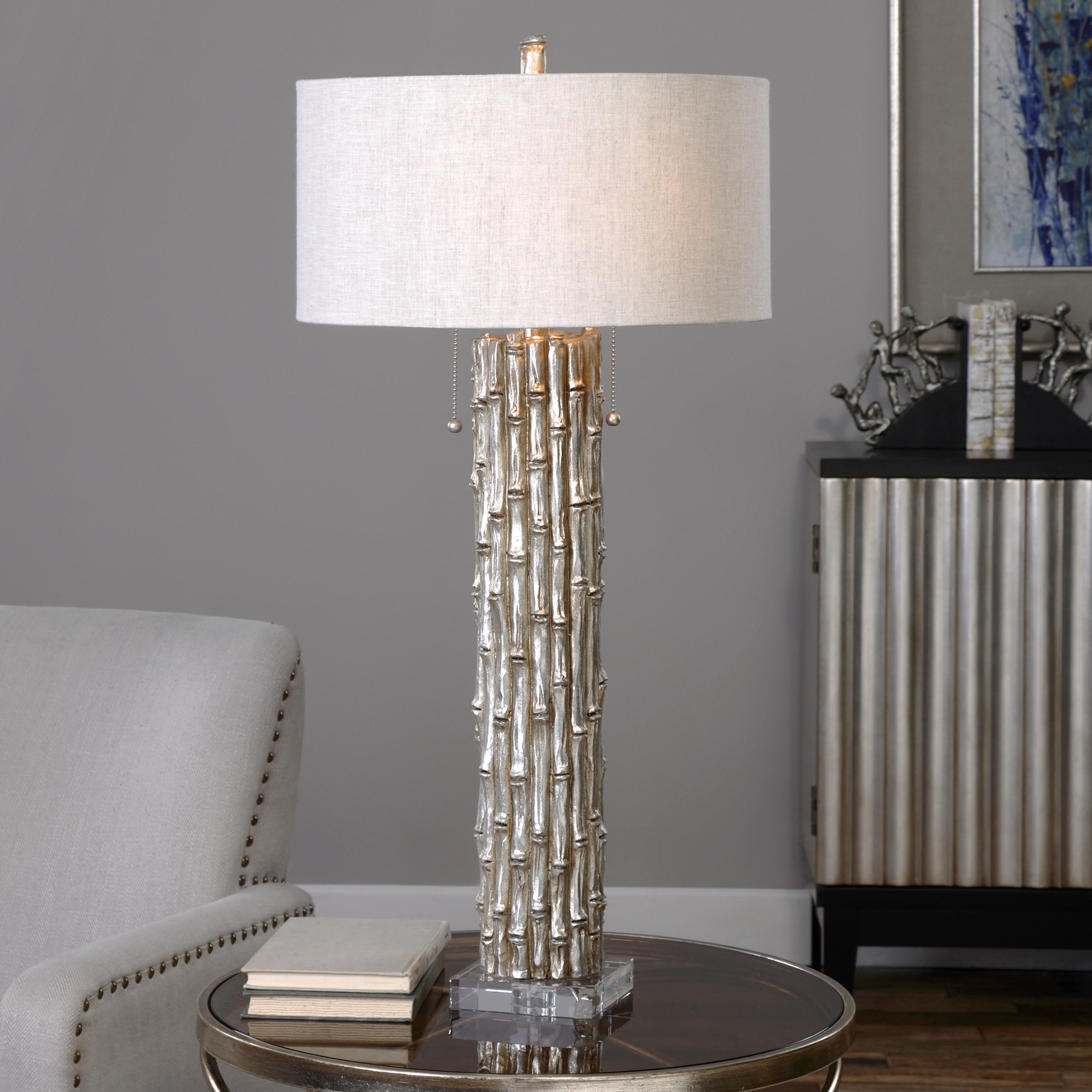 Silver Bamboo Table Lamp - Image 0