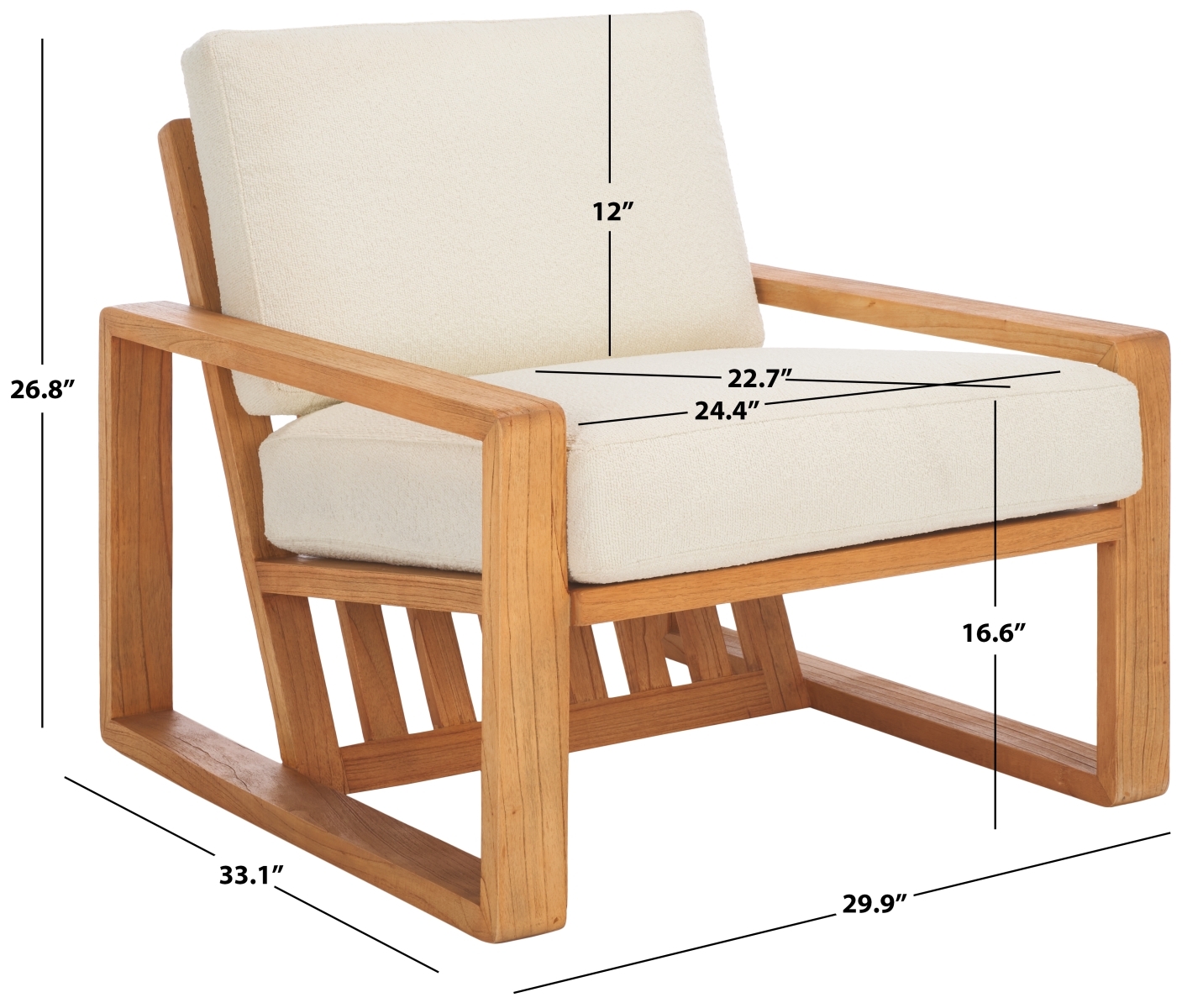 Decarlo Wooden Frame Accent Chair - Beige/Natural - Image 8