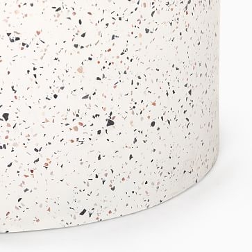 Terrazzo Drum Outdoor 15 in Round Side Table, White - Image 3