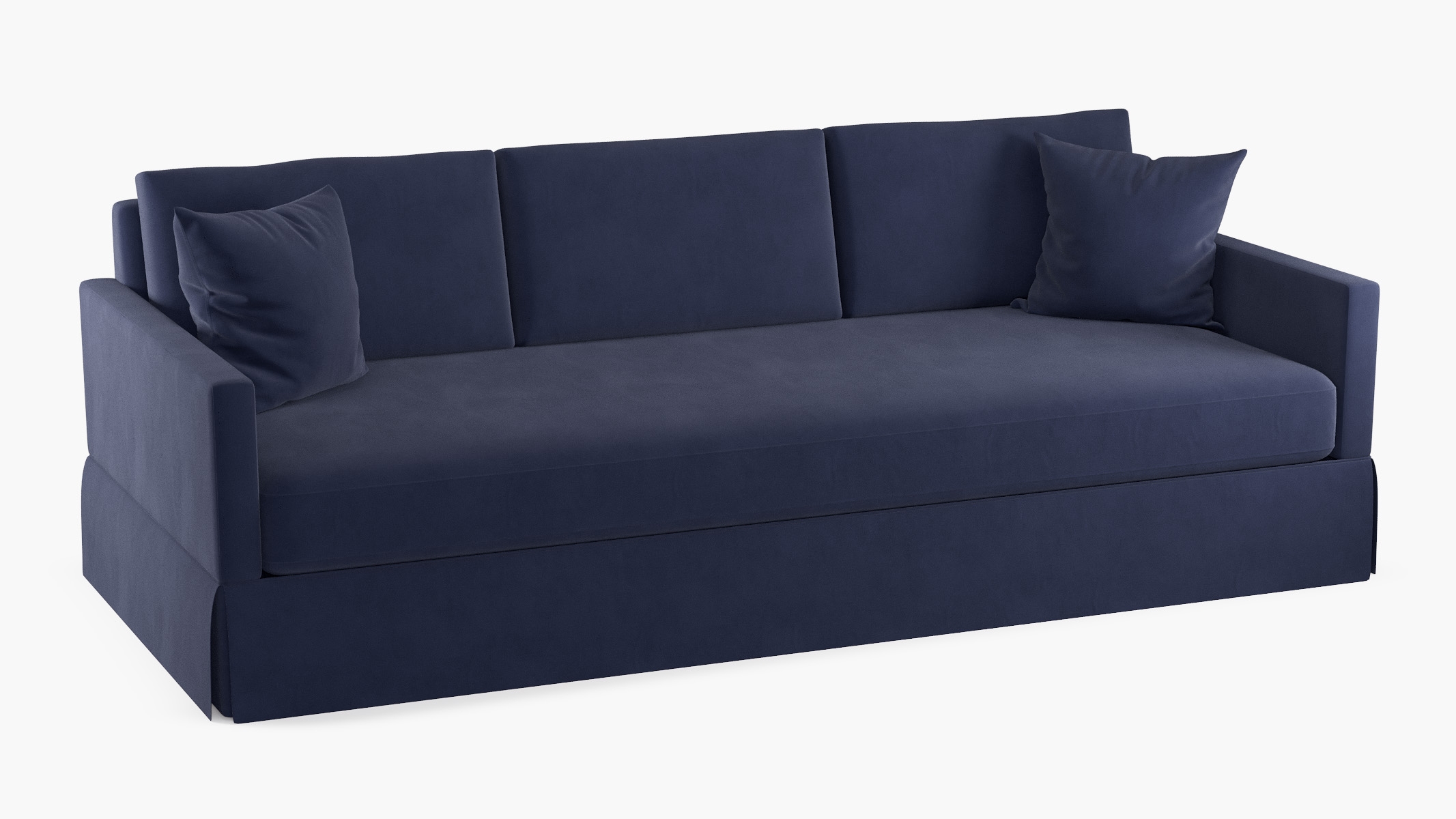 Skirted Sleeper Sofa, Navy Classic Velvet - Image 1