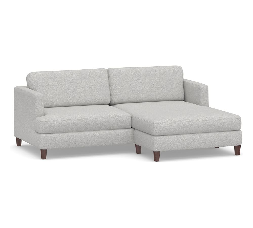 SoMa Ember Upholstered Sofa with Reversible Chaise Sectional, Polyester Wrapped Cushions, Park Weave Ash - Image 0