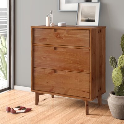 Groove Handle Wood 3 Drawer Dresser - Image 0