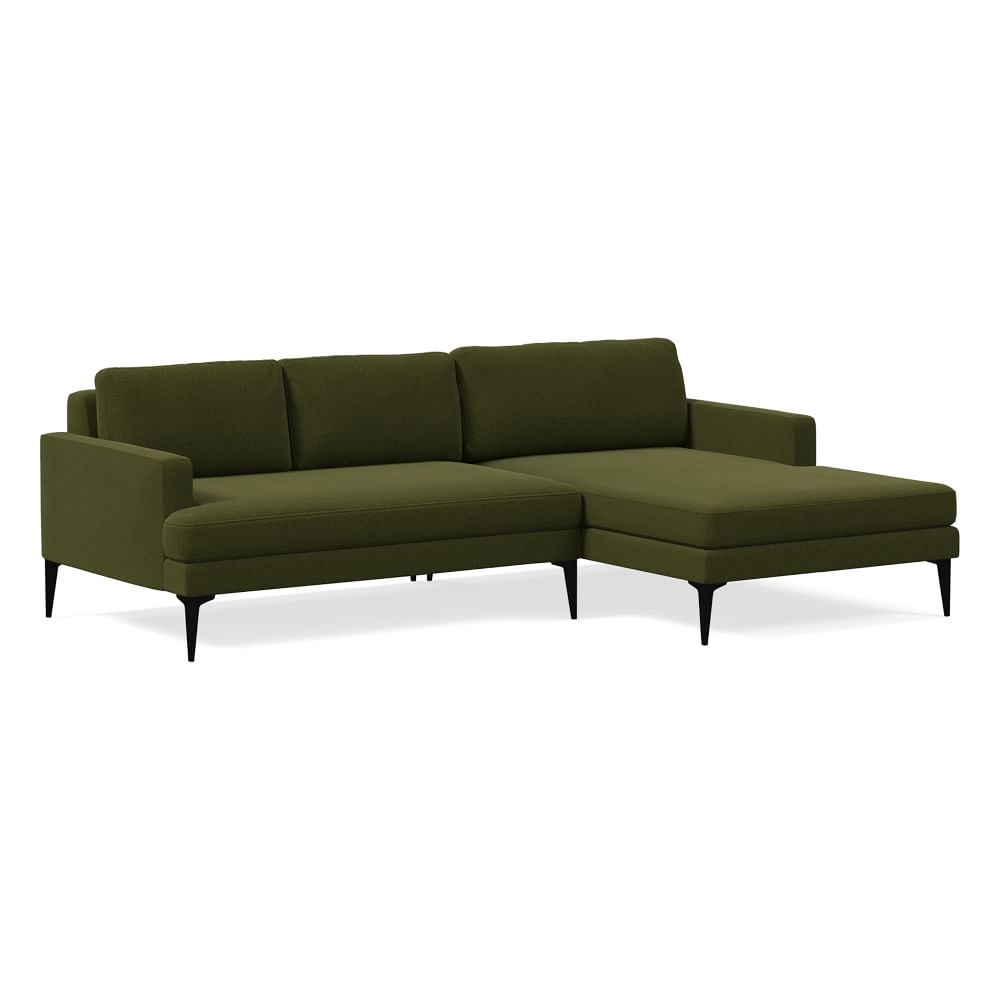 Andes 90" Right Multi Seat 2-Piece Chaise Sectional, Standard Depth, Distressed Velvet, Tarragon, Dark Pewter - Image 0
