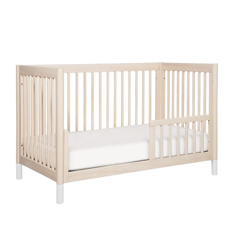 Babyletto Gelato White & Washed Natural Wood 4-in-1 Convertible Baby Crib with Toddler Bed Conversion Kit - Image 4