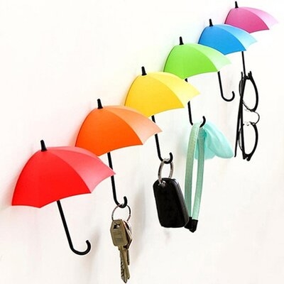 Umbrella Shaped Wall Adhesive Nail Free Hooks With 12 Creative Hooks - Image 0