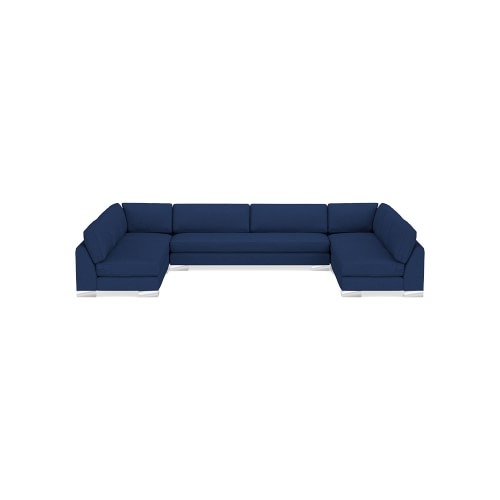 Yountville 5-Piece U-Shape Armless Sofa, Down Cushion, Perennials Performance Basketweave, Denim, Metal Feet - Image 0