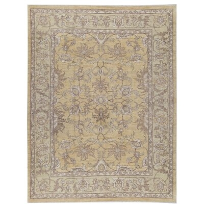 One-of-a-Kind Hand-Knotted Gold/Cream 9'3" x 11'8" Wool Area Rug - Image 0