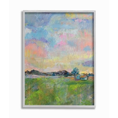 Spring Meadow Sky with Field House Pastel by Julia Purinton - Graphic Art Print - Image 0