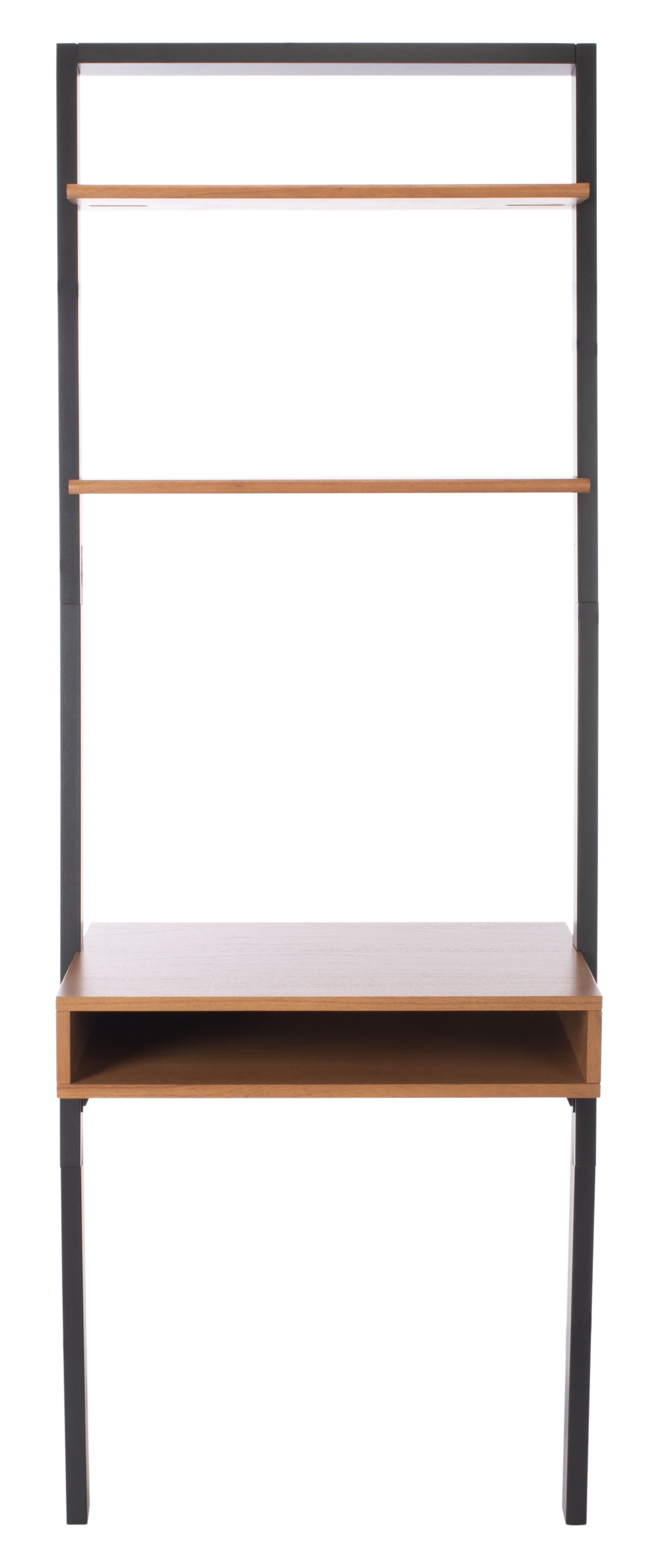 Kamy 2 Shelf Leaning Desk - Natural / Charcoal - Safavieh - Image 0