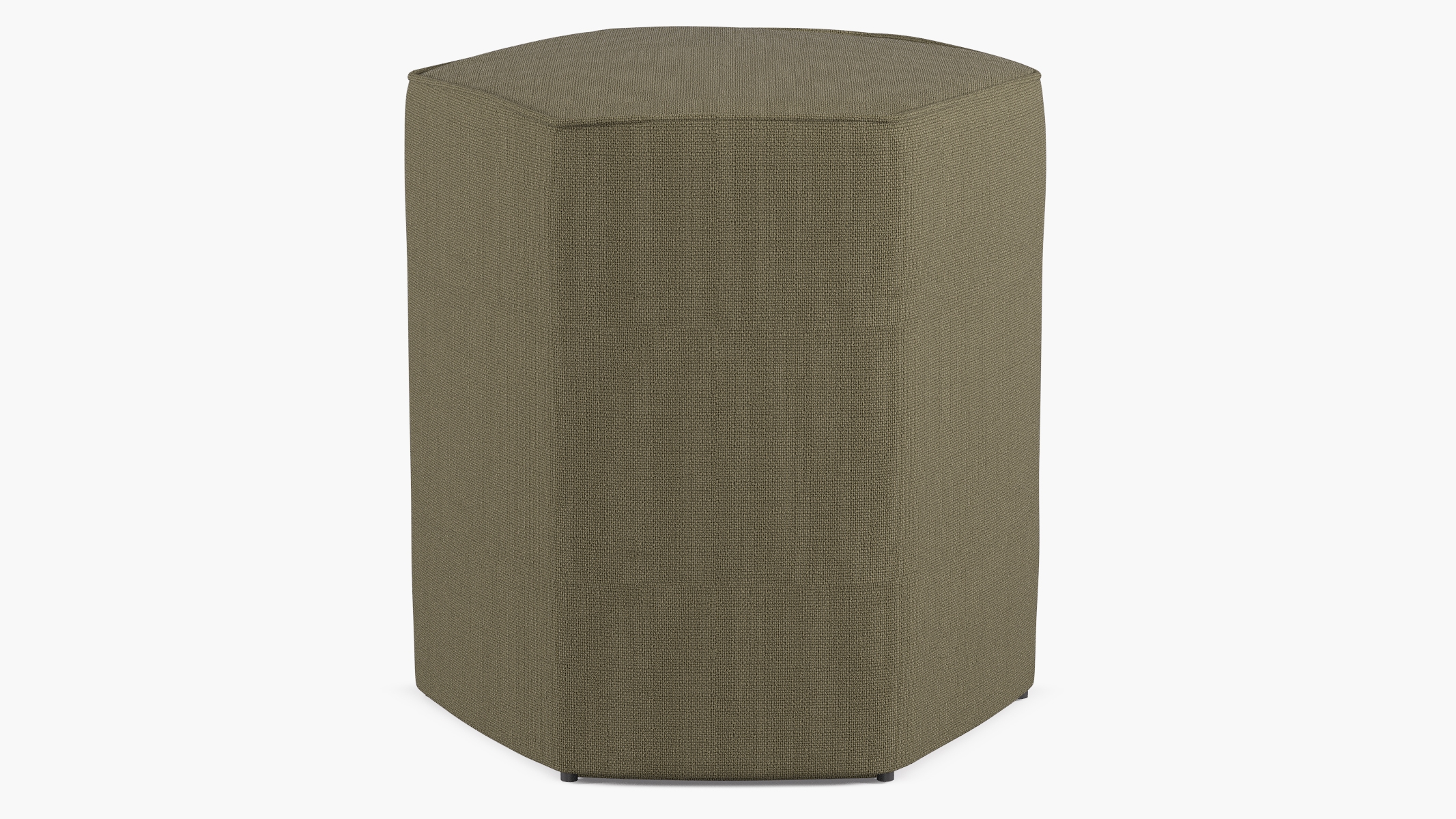 Hexagonal Ottoman | Olive Linen - Image 0