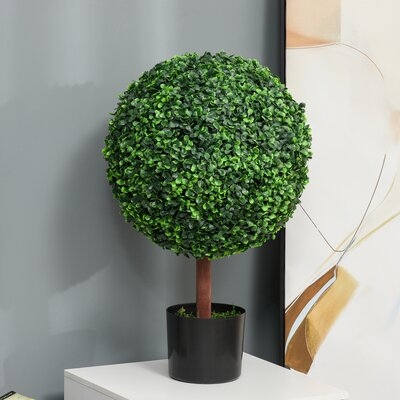 23.5" Artificial Boxwood Topiary Tree Plant With Realistic Look, High-Quality Color, & Nursery Pot Included - Image 0