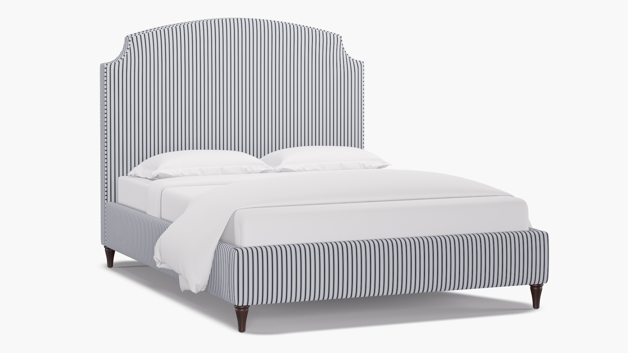 Cove Bed, Black Classic Ticking Stripe, Espresso Decorative Tapered Leg, Twin - Image 1