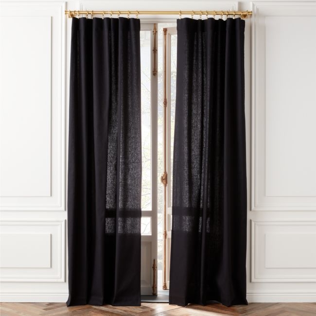 Basketweave Black Cotton Window Curtain Panel 48''x108'' - Image 0