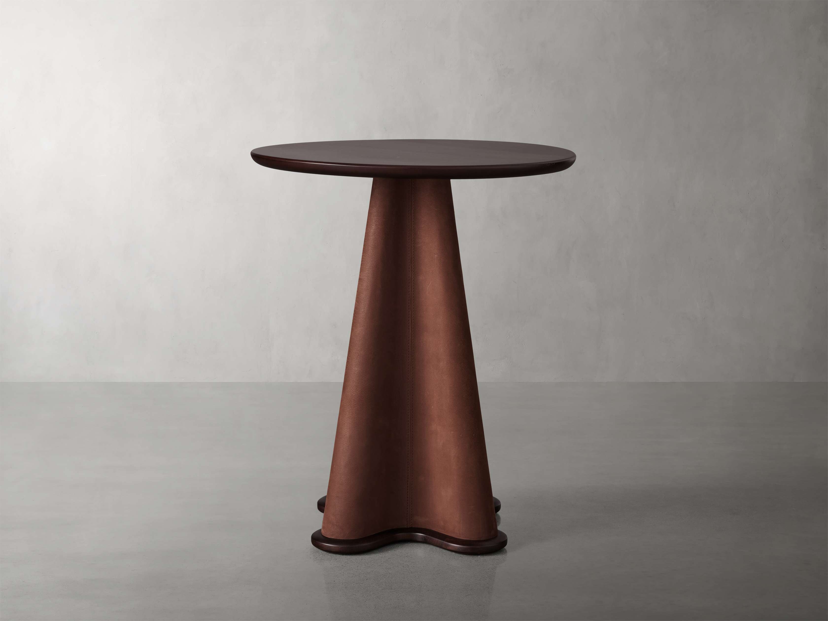 Volant End Table Leather in Brown  Cocoa - Image 0