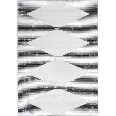 Contemporary Geometric Stripes Machine Washable Stain Resistant Non-Shed Eco Friendly Non Slip Area Rug - Image 0