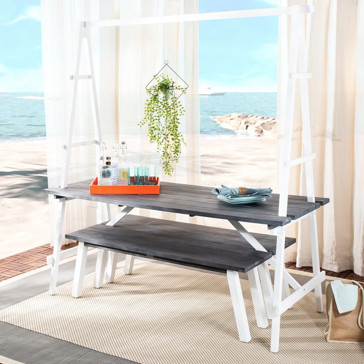 Willamy 3 Pc Dining Set - Dark Slate Gray/White - Safavieh - Image 7