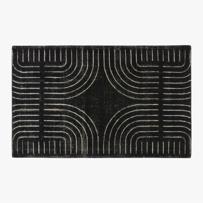 Asti Hand-Tufted Black and White New Zealand Wool Area Rug 5'x8' - Image 0